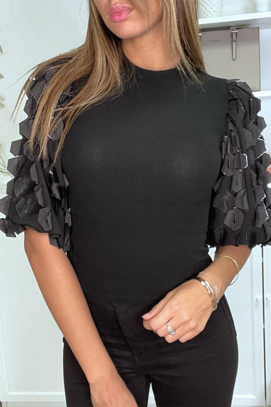 🌻Haut noir avec manches bouffante