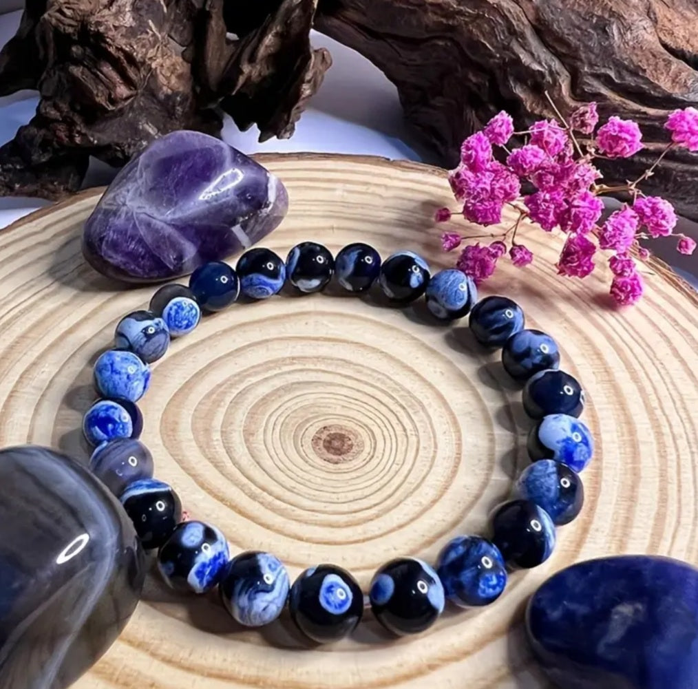bracelet Agate de feu bleu🔥