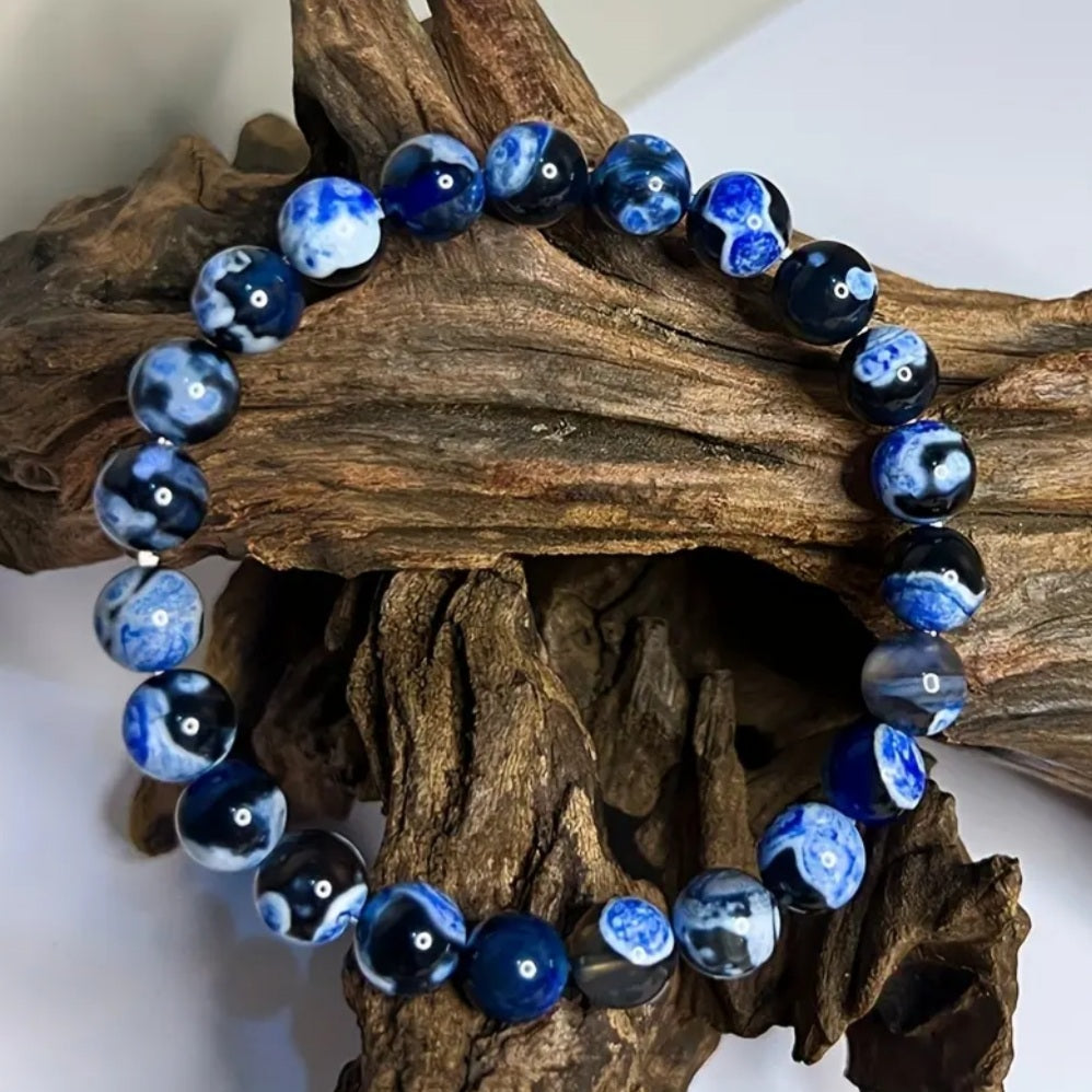 bracelet Agate de feu bleu🔥