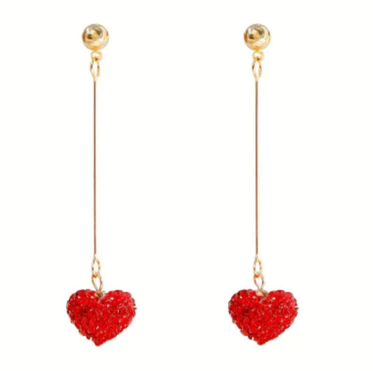 boucles Livia pendante coeur rouge strass