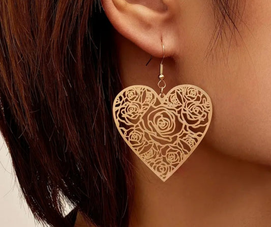 Boucles Katia coeur doré fleuri