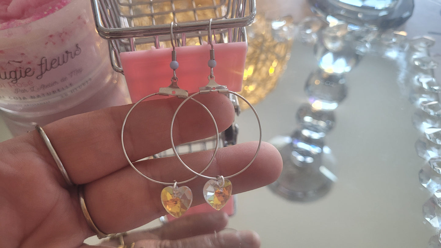 boucles créole coeur blanc