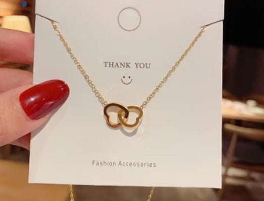 Collier Shanon double cœur doré