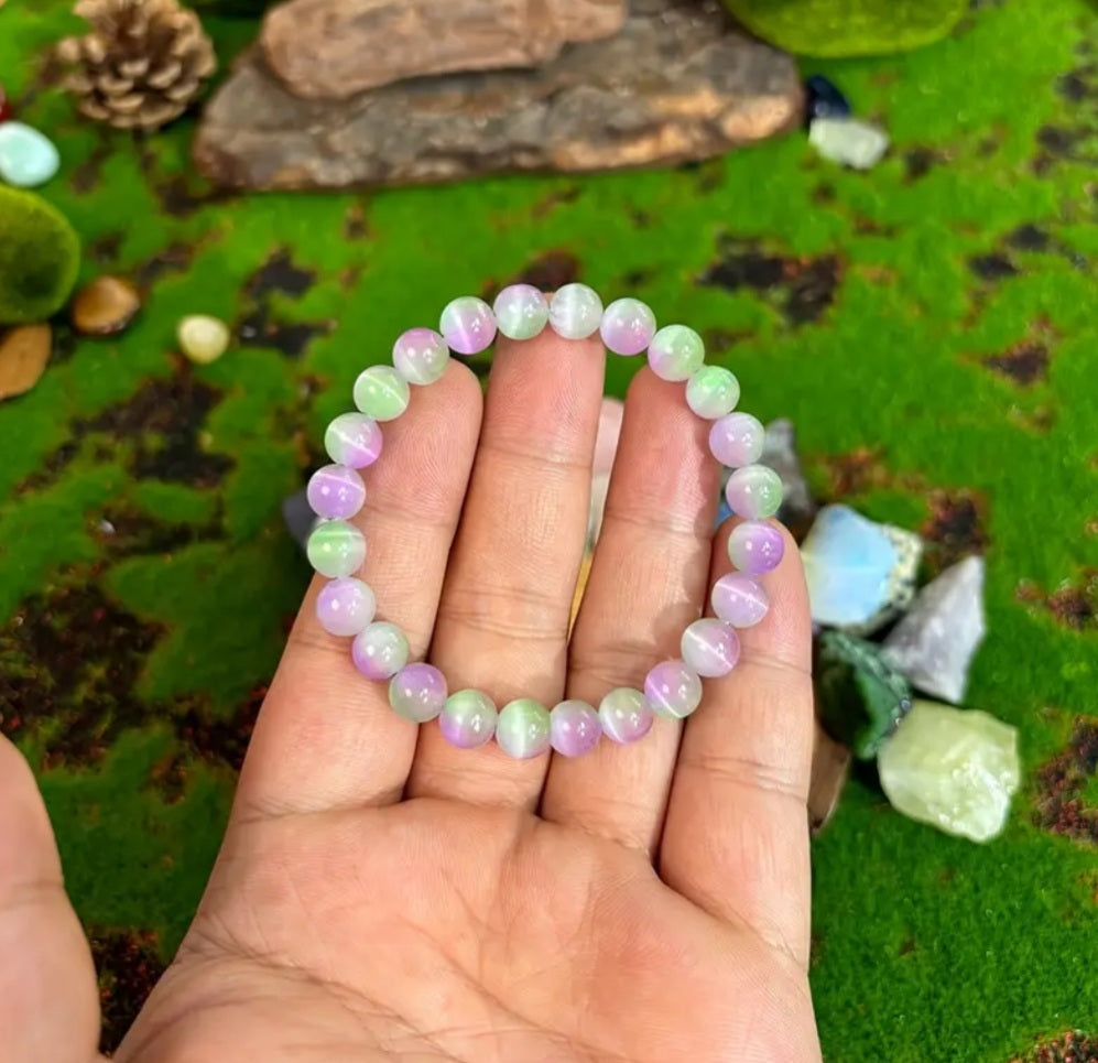 bracelet œil de chat rose/violet