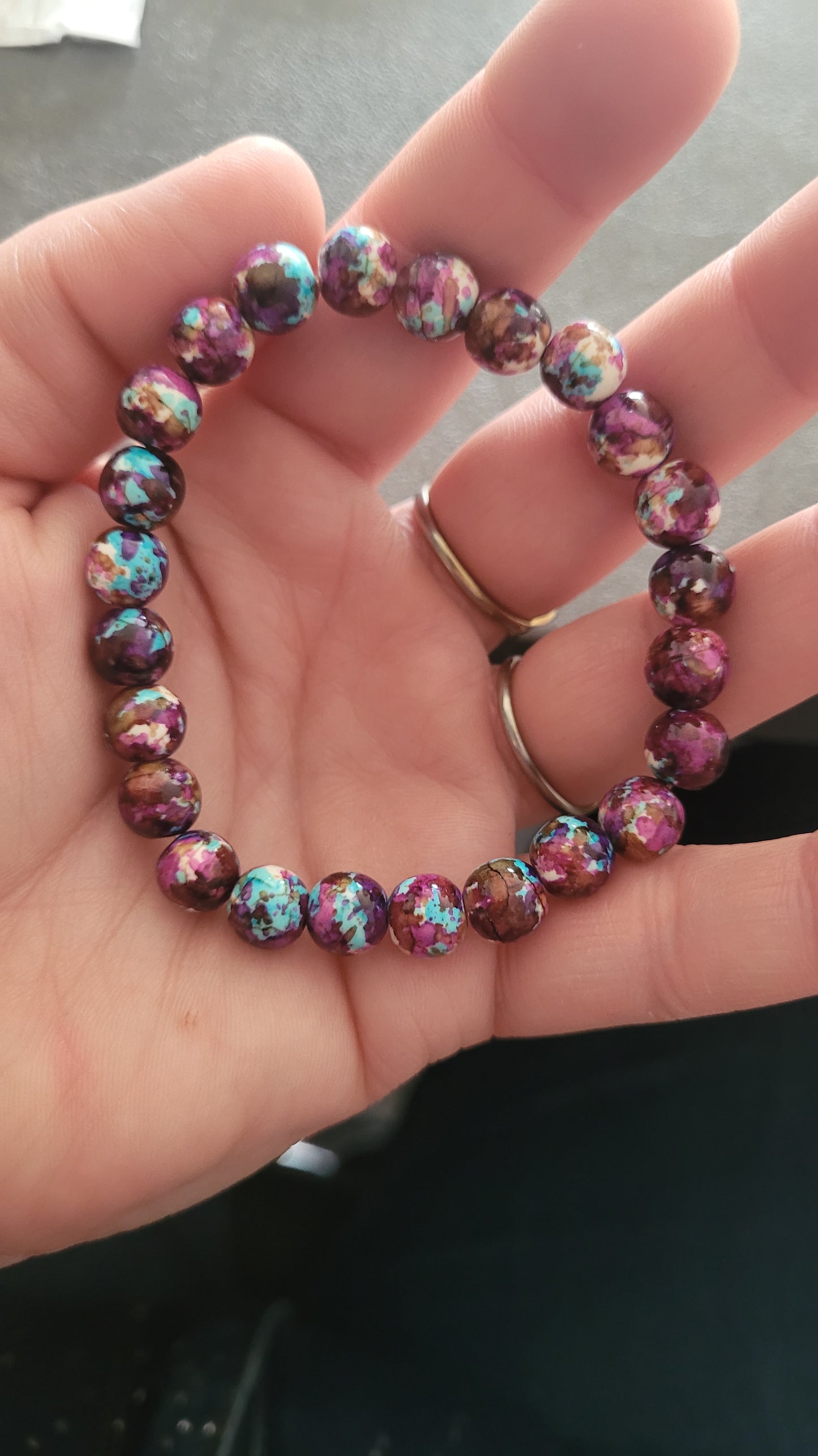 bracelet pierre de guérison bleu/rose