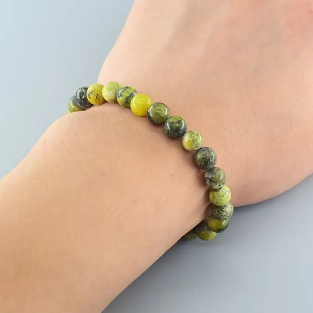 bracelet pierres jaune/verte
