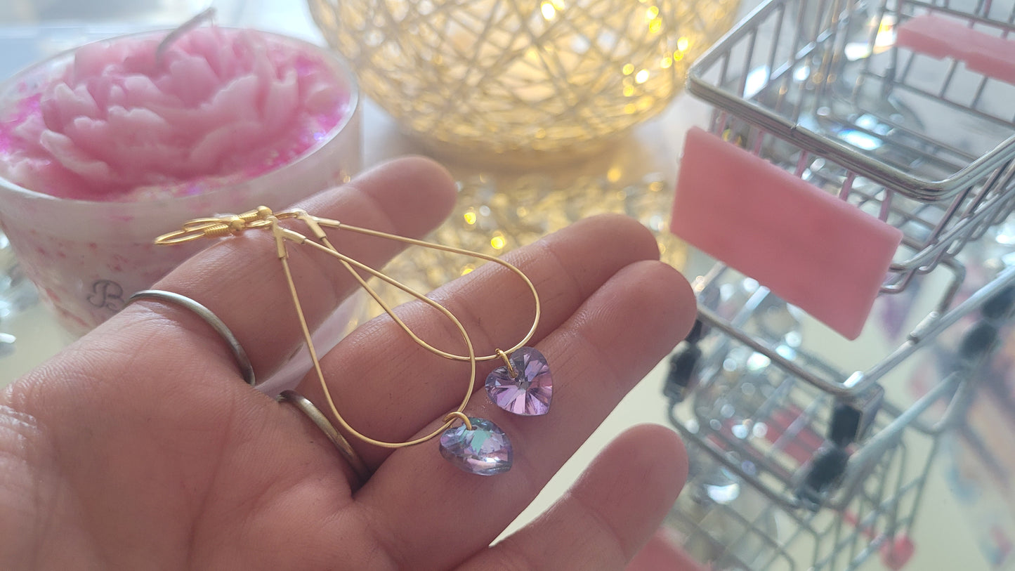 boucles créole coeur violet clair