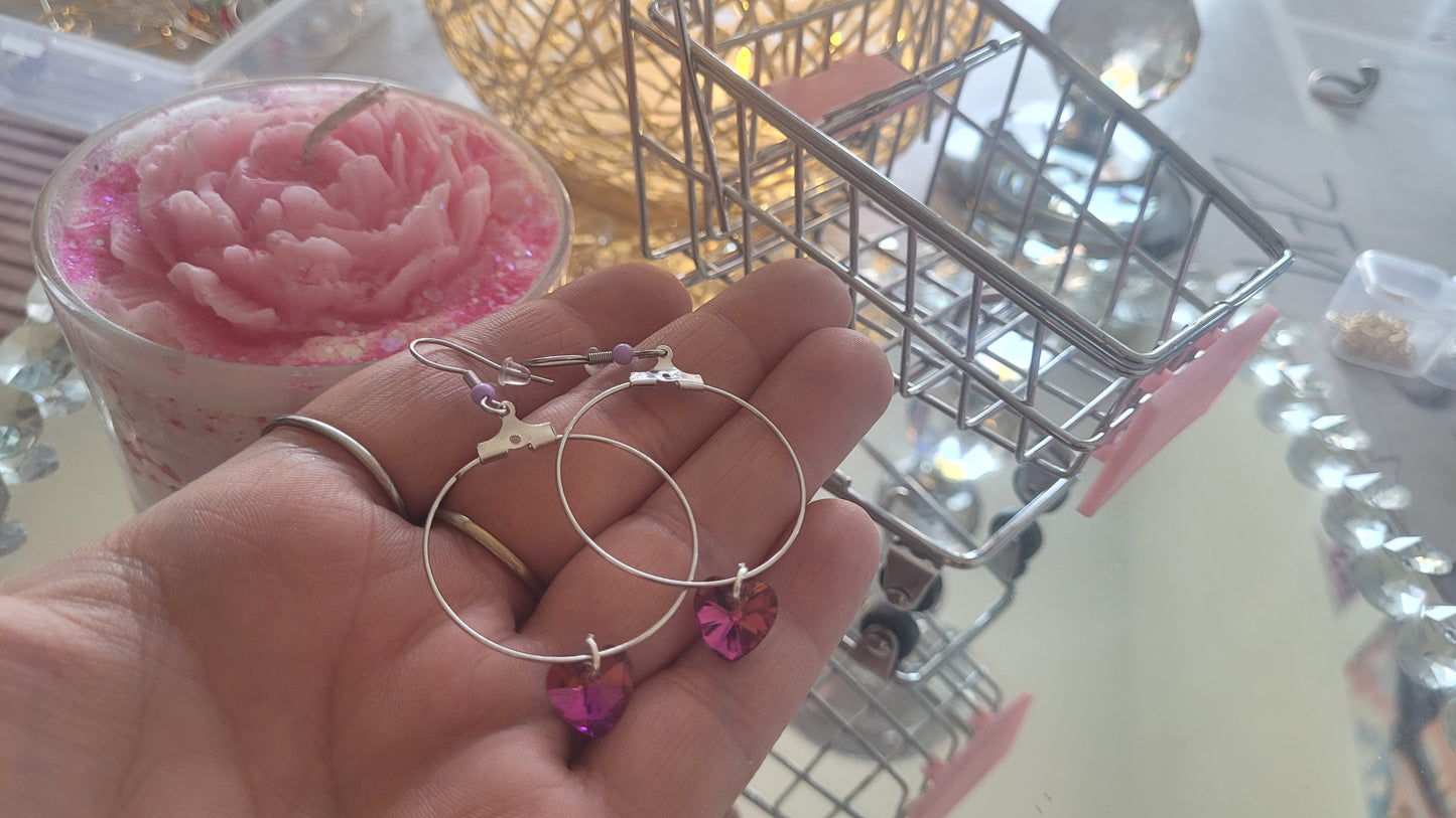 boucles créole coeur rose