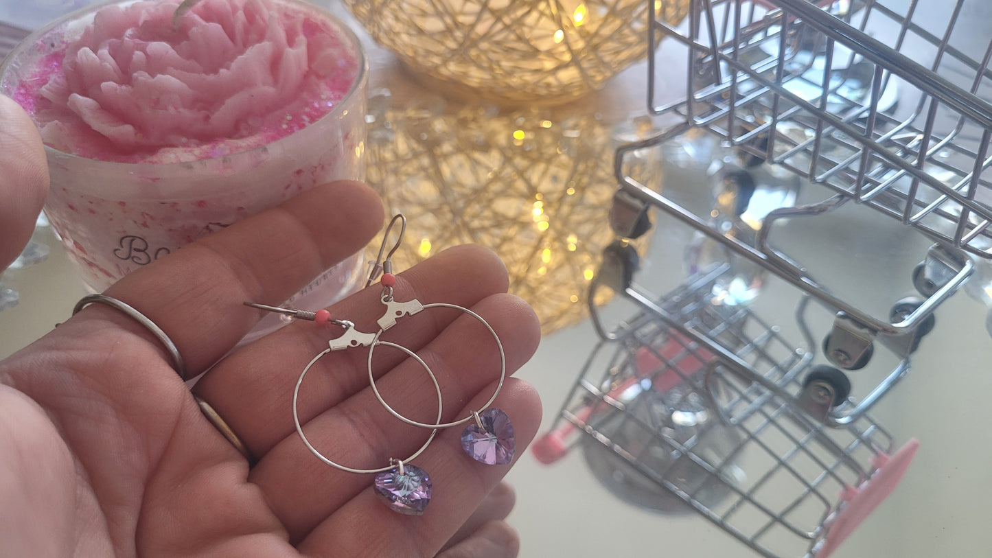 boucles créole coeur violet