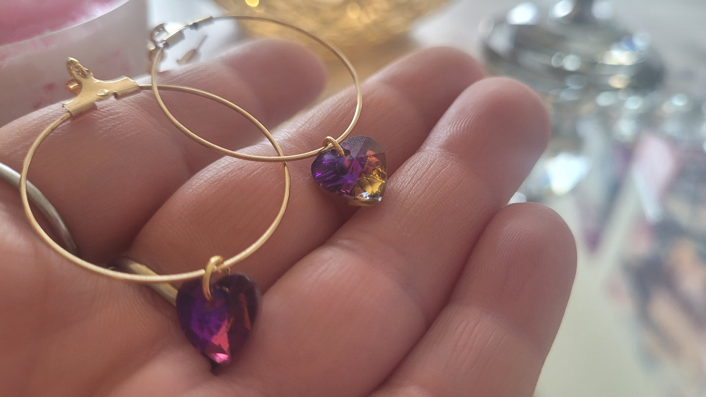 boucles créole coeur rose