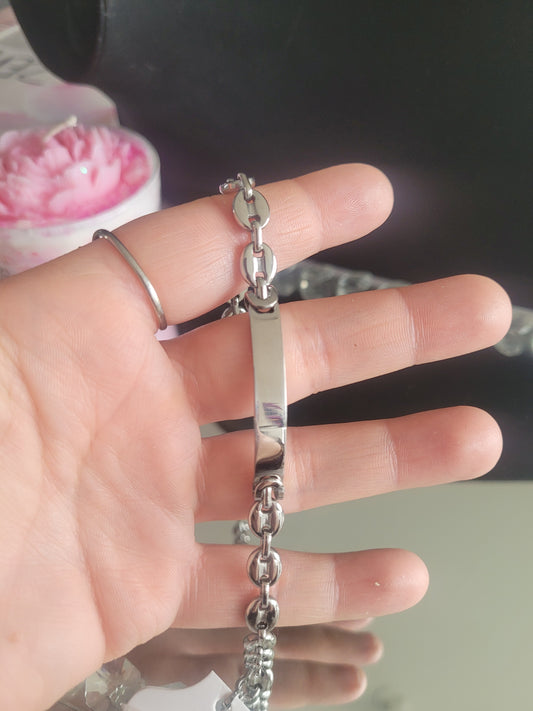 gourmette mini grain de café argenté