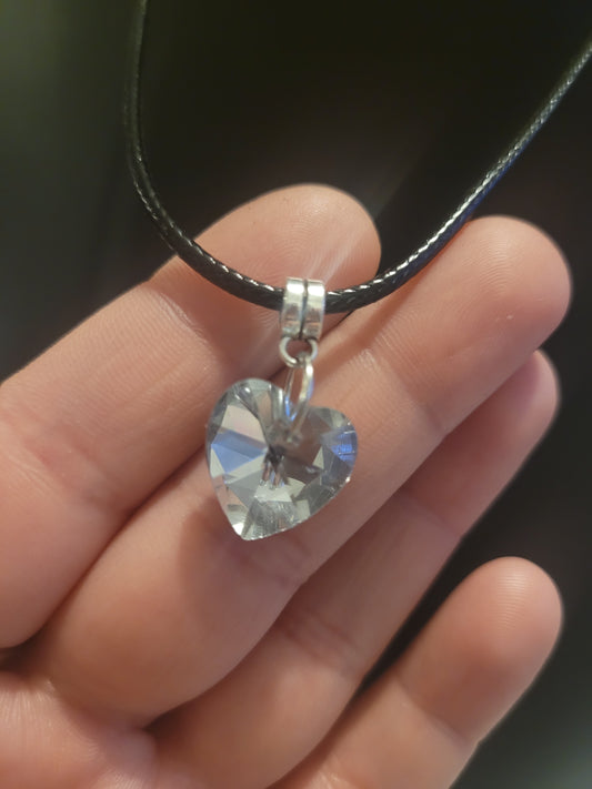 Collier coeur strass blanc