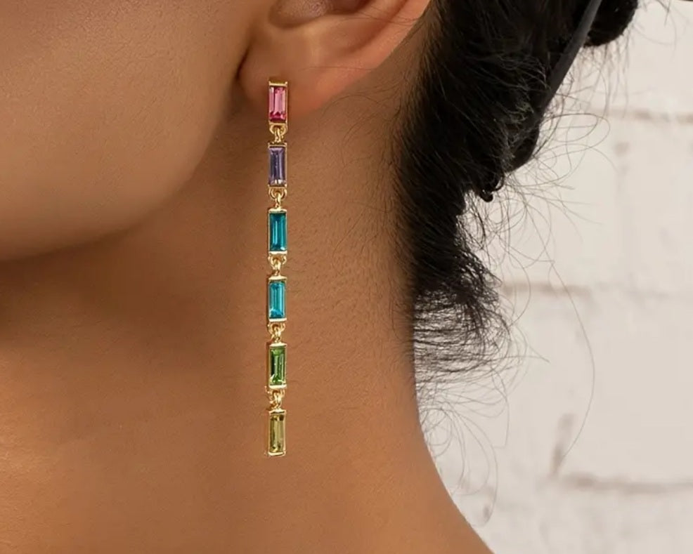 Boucles Laura doré pendante colorés