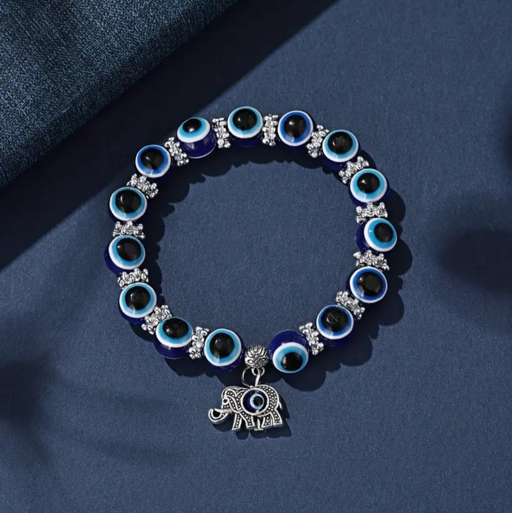 bracelet œil bleu breloque éléphant