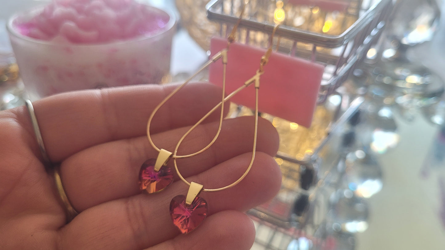 boucles créole coeur rose