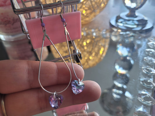 boucles créole coeur violet clair