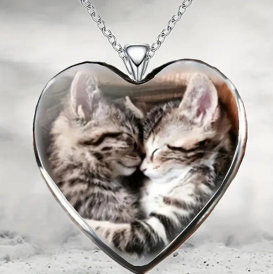Collier chat coeur