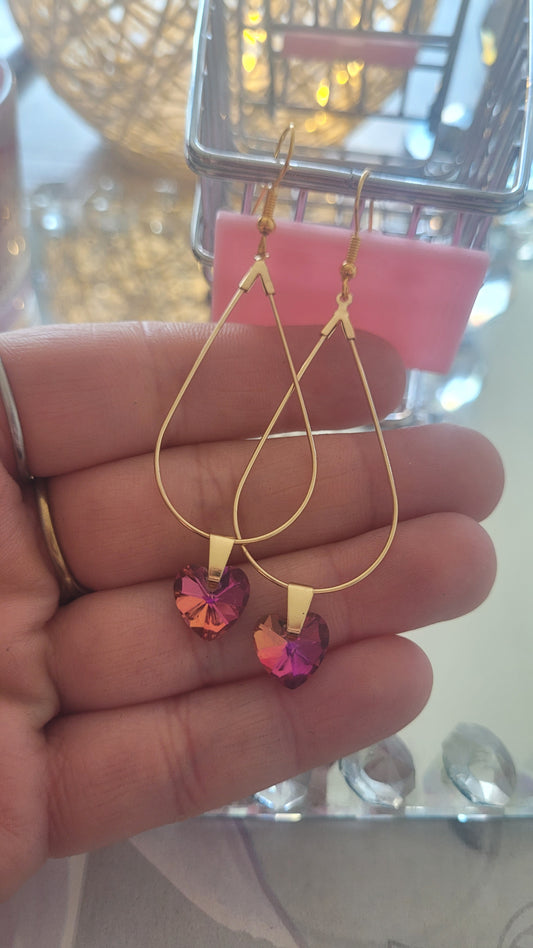 boucles créole coeur rose