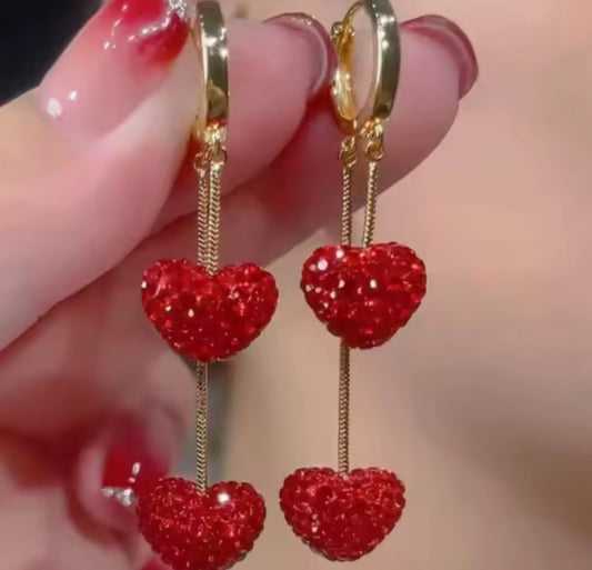 boucles Karine pendante coeur strass