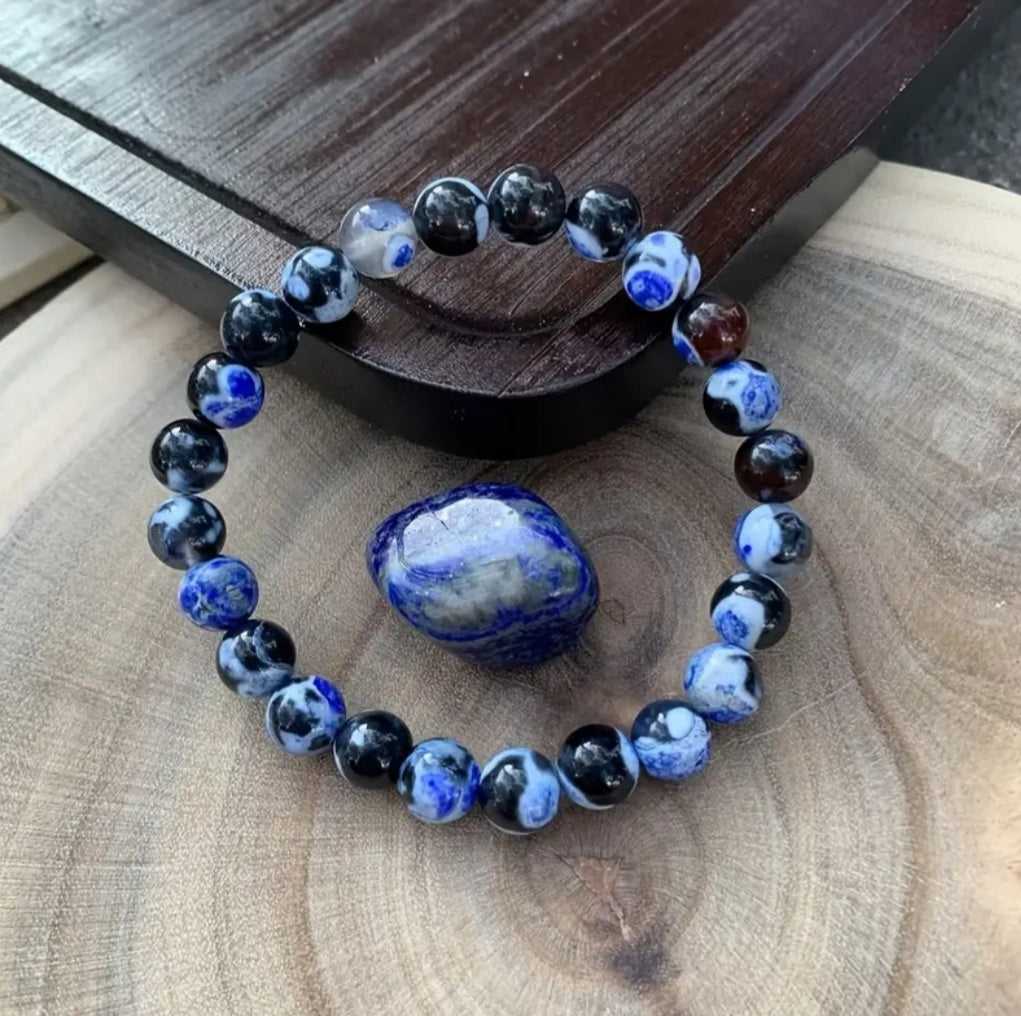 bracelet Agate de feu bleu🔥