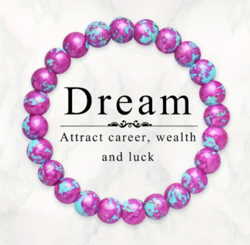 bracelet pierre de guérison bleu/rose