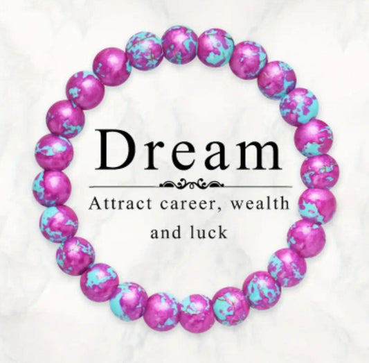 bracelet pierre de guérison bleu/rose