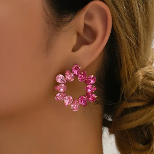 boucles strass doré/rose