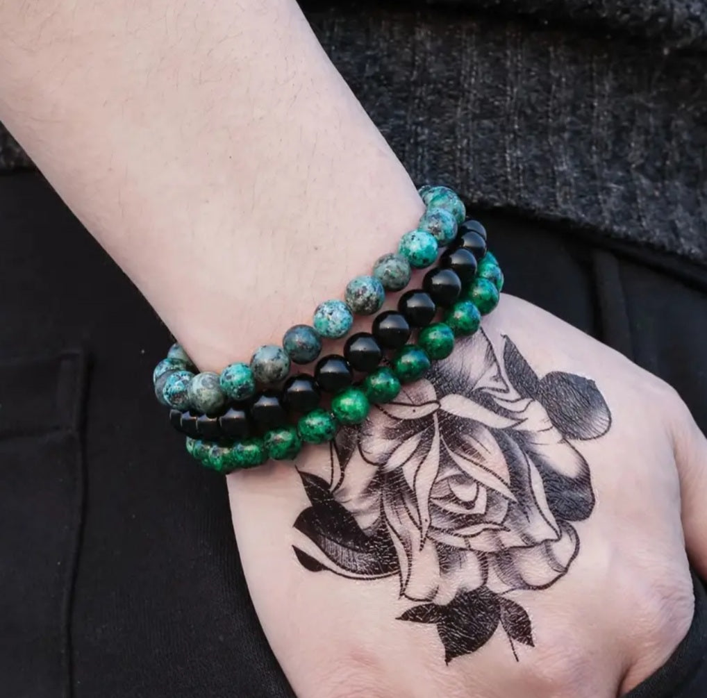 3bracelets Améthyste naturelle vert