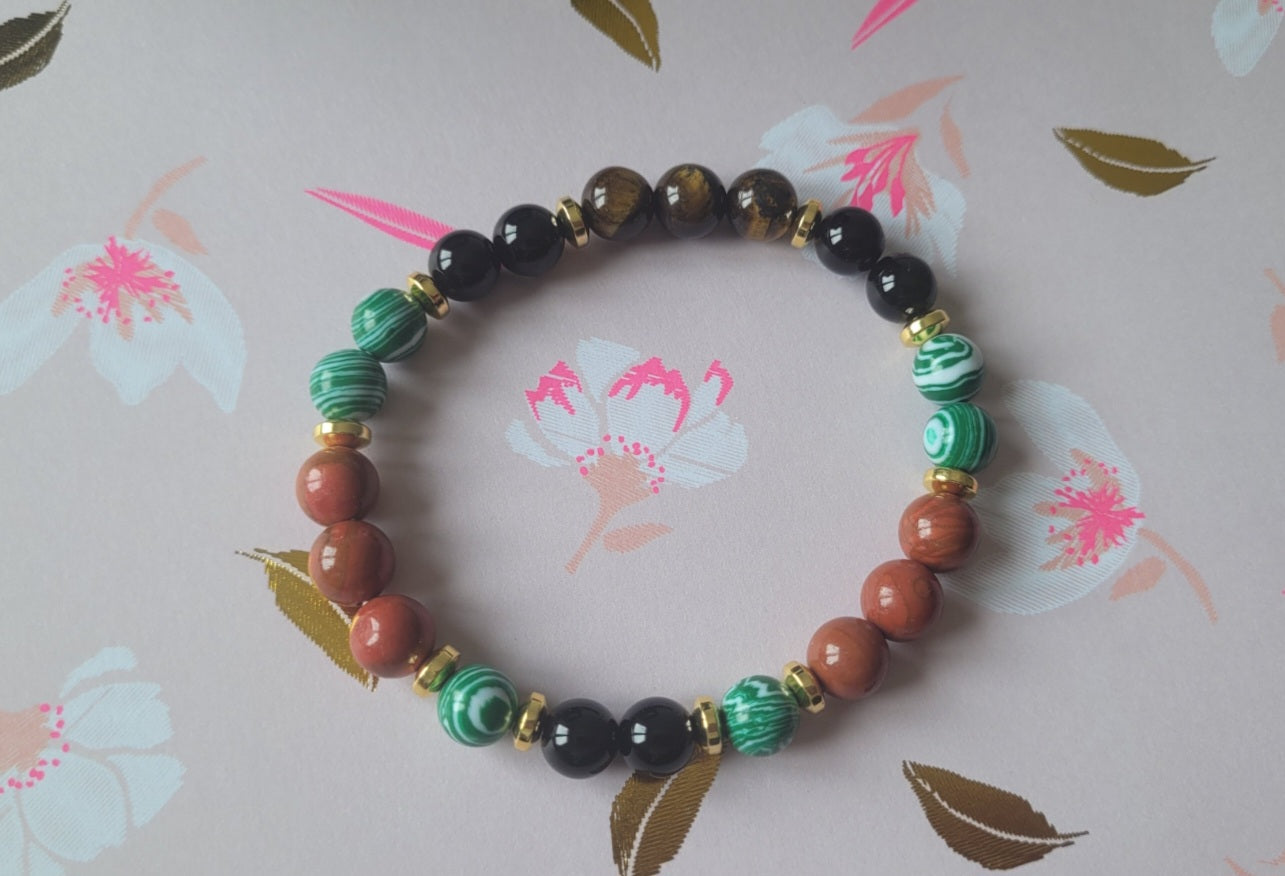 bracelet Malachite/œil du Tigre