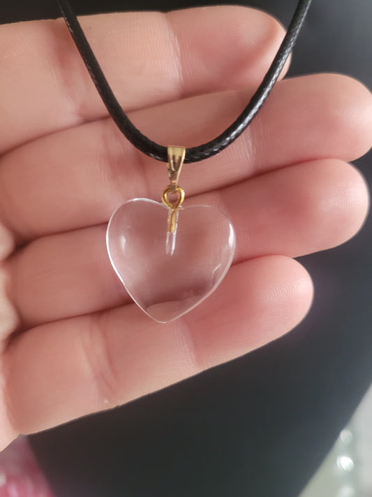 Collier coeur verre transparent