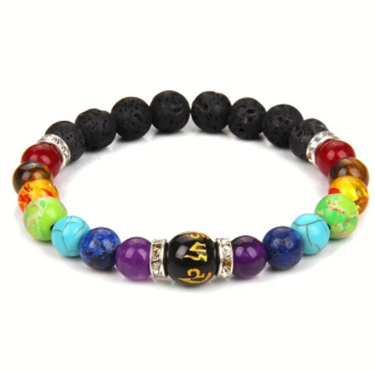 bracelet 7 chakras noir