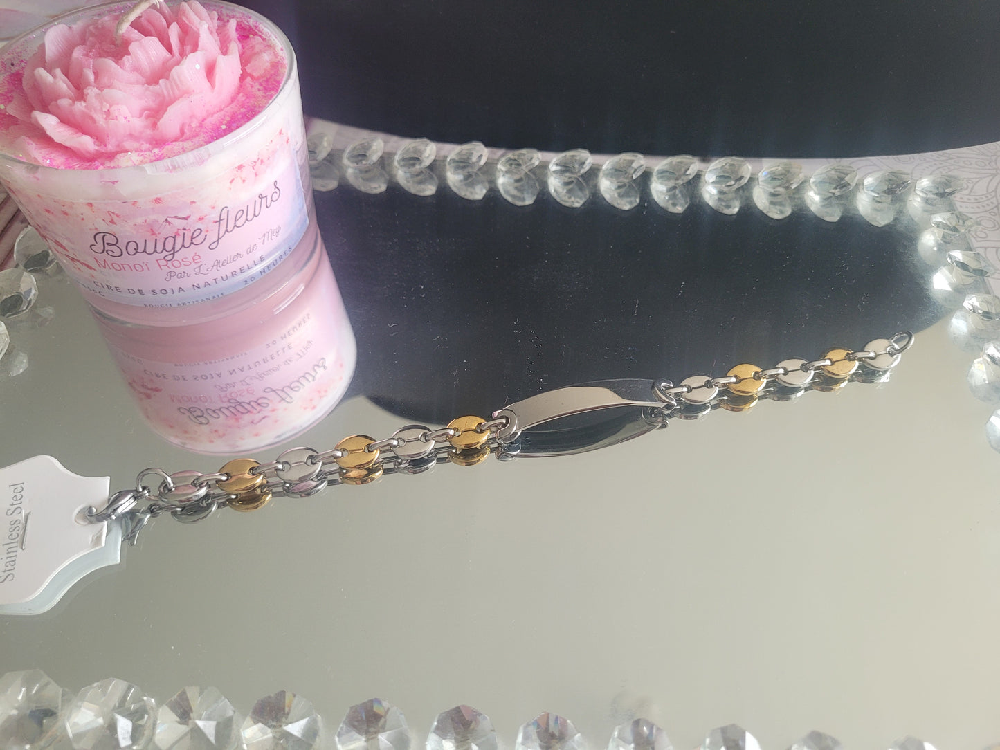 Gourmette grain de café bicolore doré/argenté