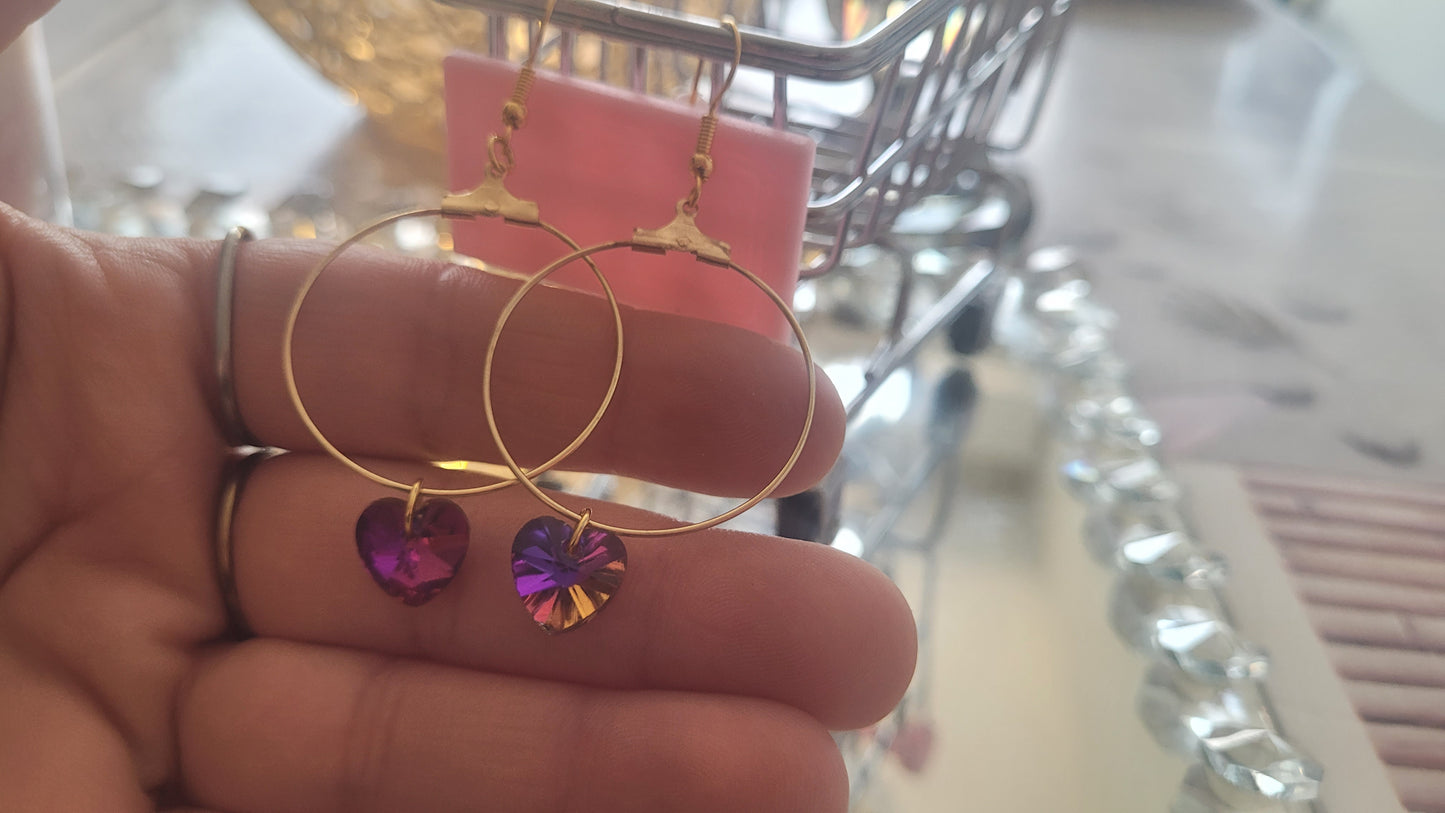 boucles créole coeur rose