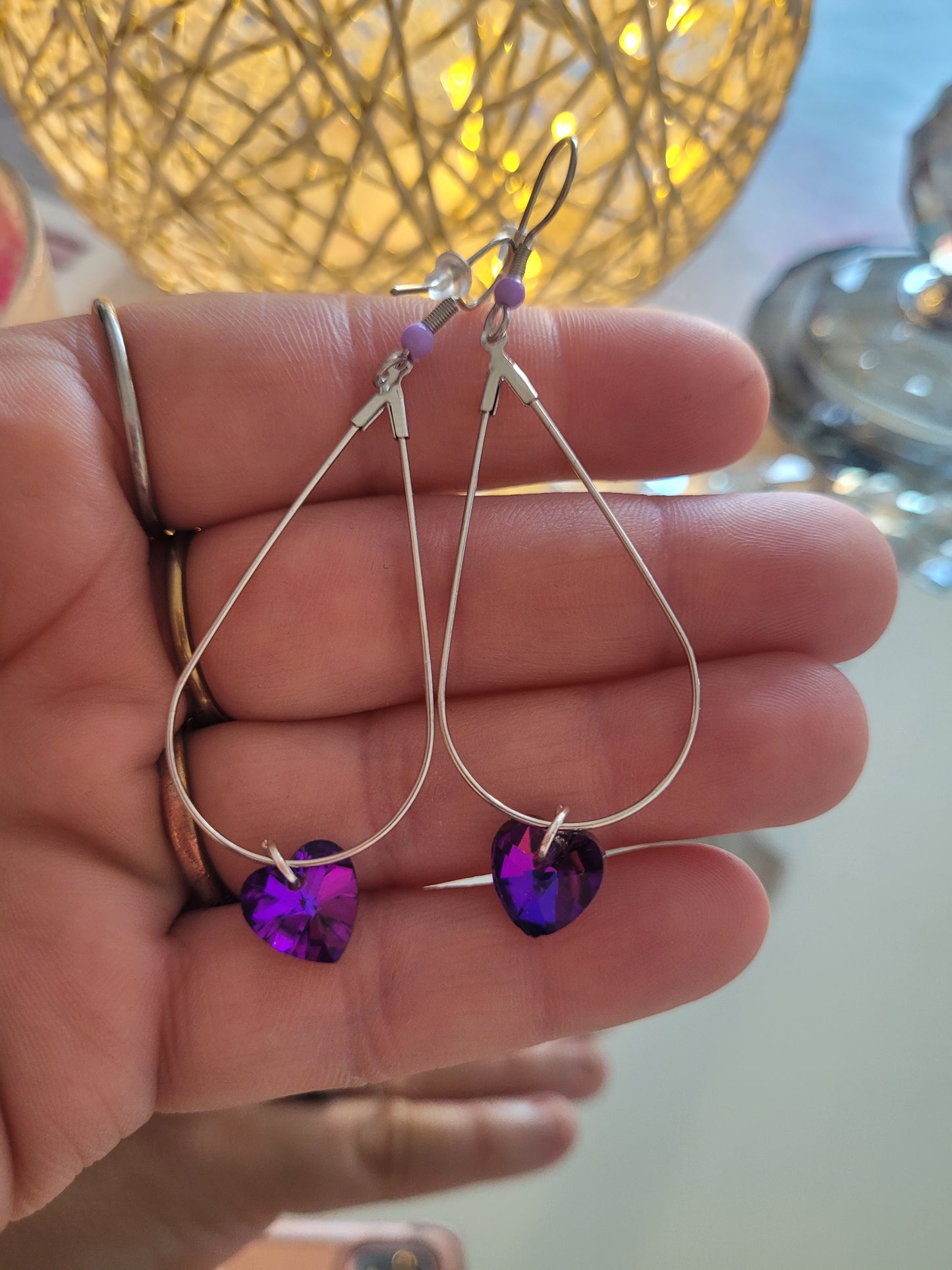 boucles créole coeur violet
