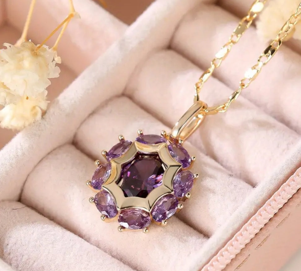 Collier Julia doré pierre violette