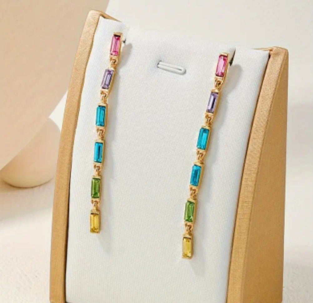 Boucles Laura doré pendante colorés