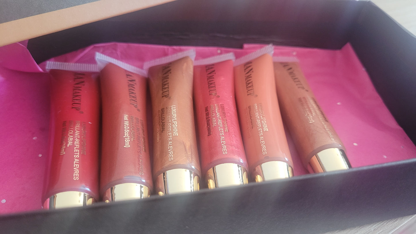 6 gloss à lèvres pailletés