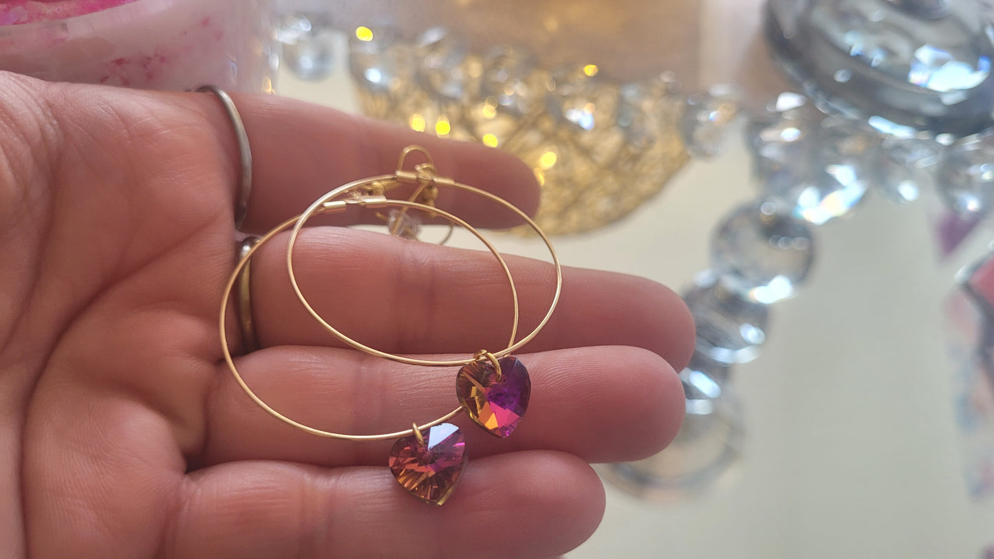 boucles créole coeur rose