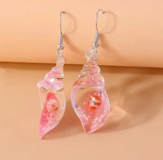 boucles coquillage rose