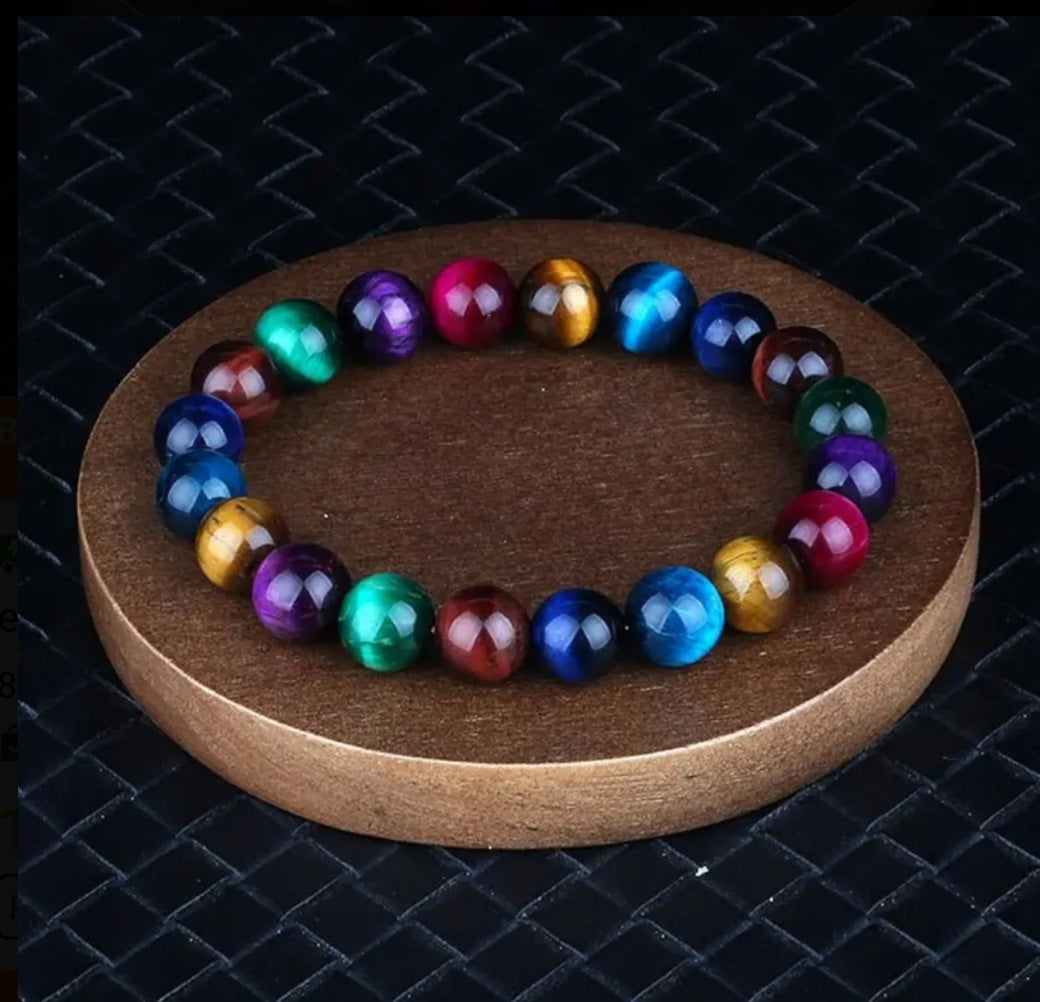 bracelet pierre œil de tigre colorés 🐅