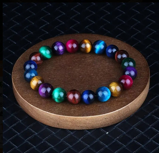 bracelet pierre œil de tigre colorés 🐅