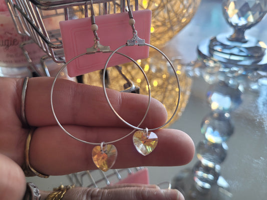 boucles créole coeur blanc