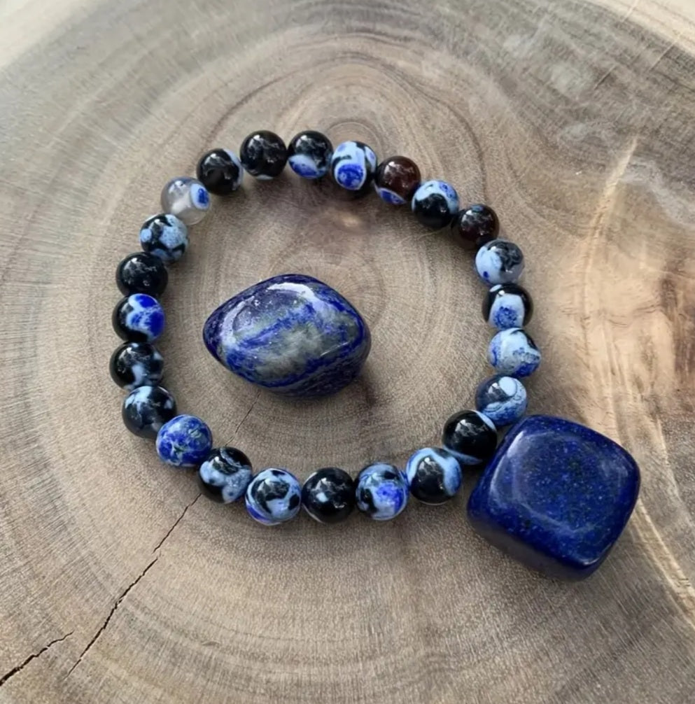 bracelet Agate de feu bleu🔥