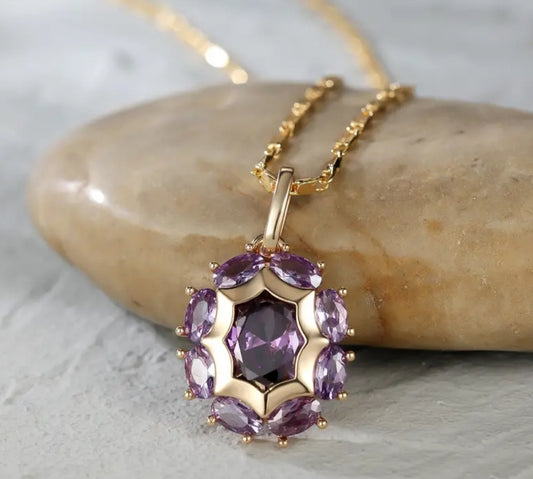Collier Julia doré pierre violette