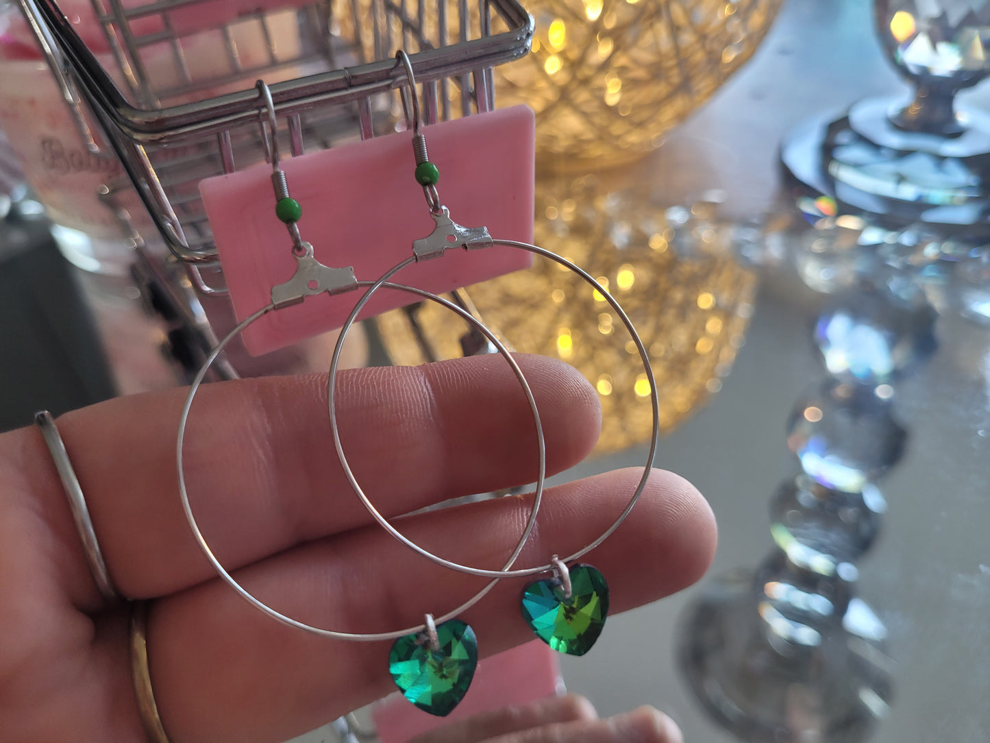 boucles créole coeur vert
