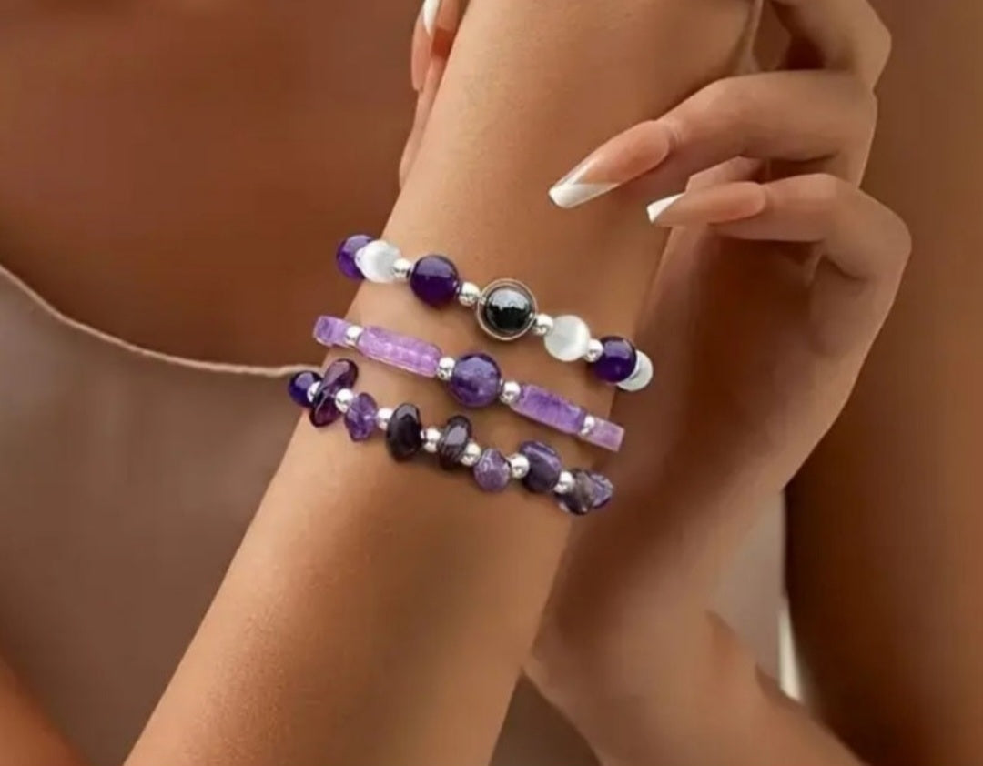 lot de 3 bracelets pierre naturelles