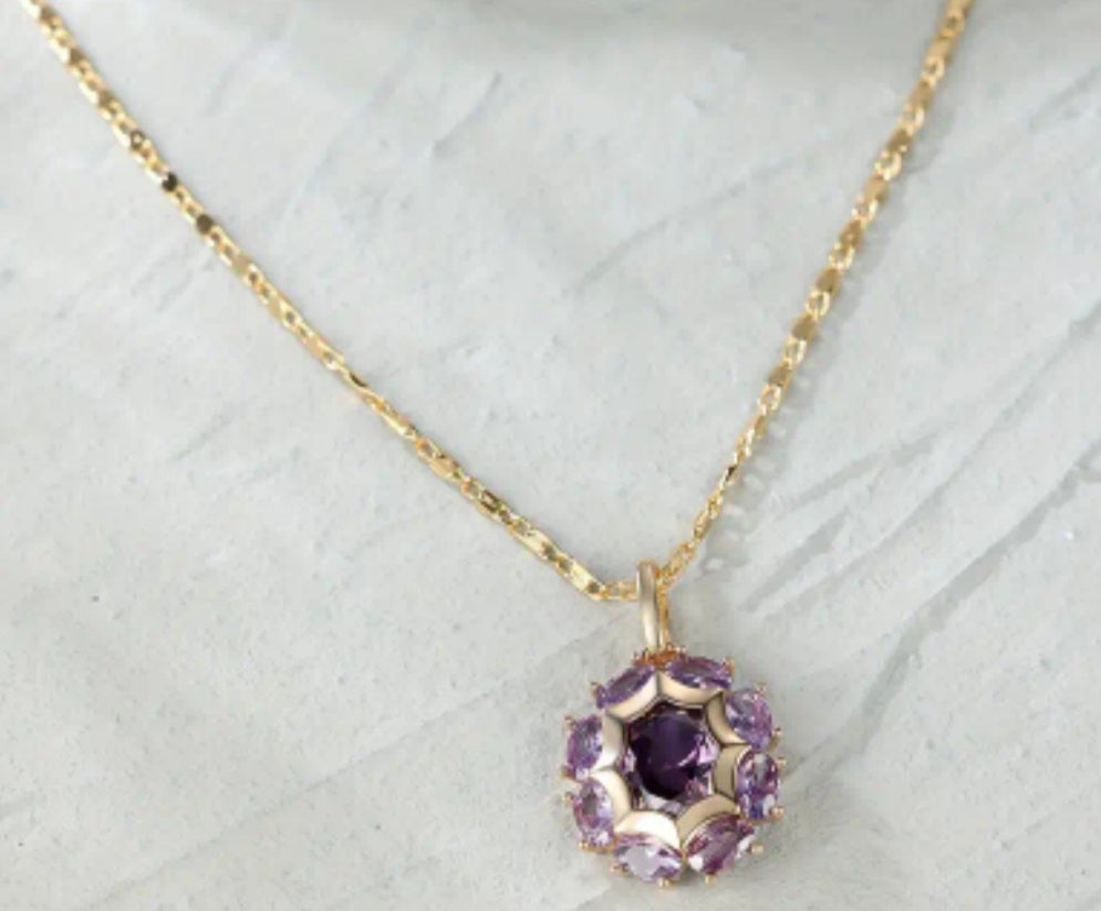 Collier Julia doré pierre violette
