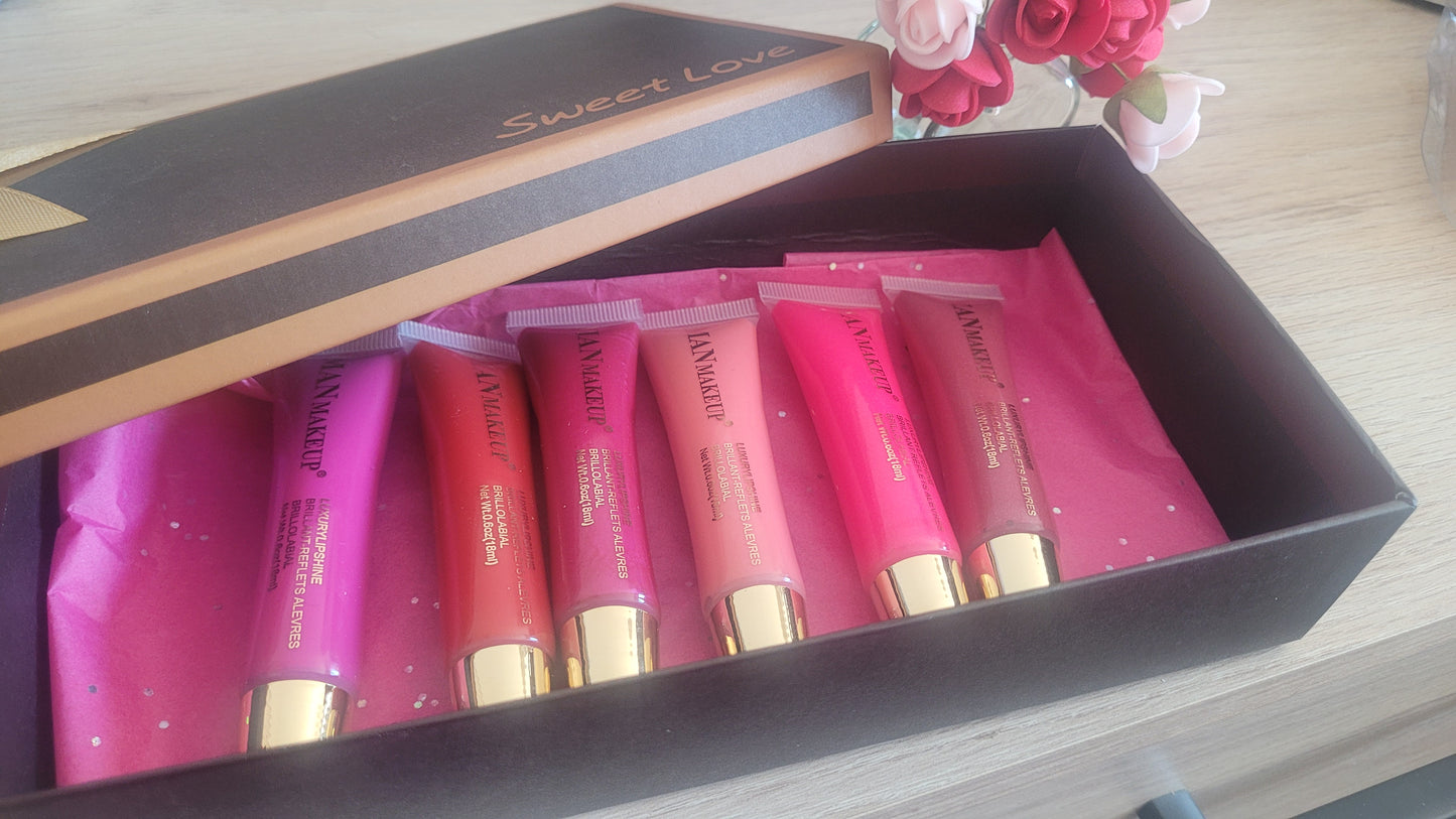 6 gloss à lèvres paillettés