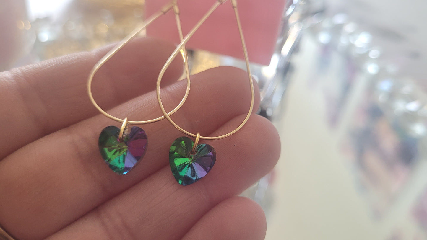 boucles créole coeur vert