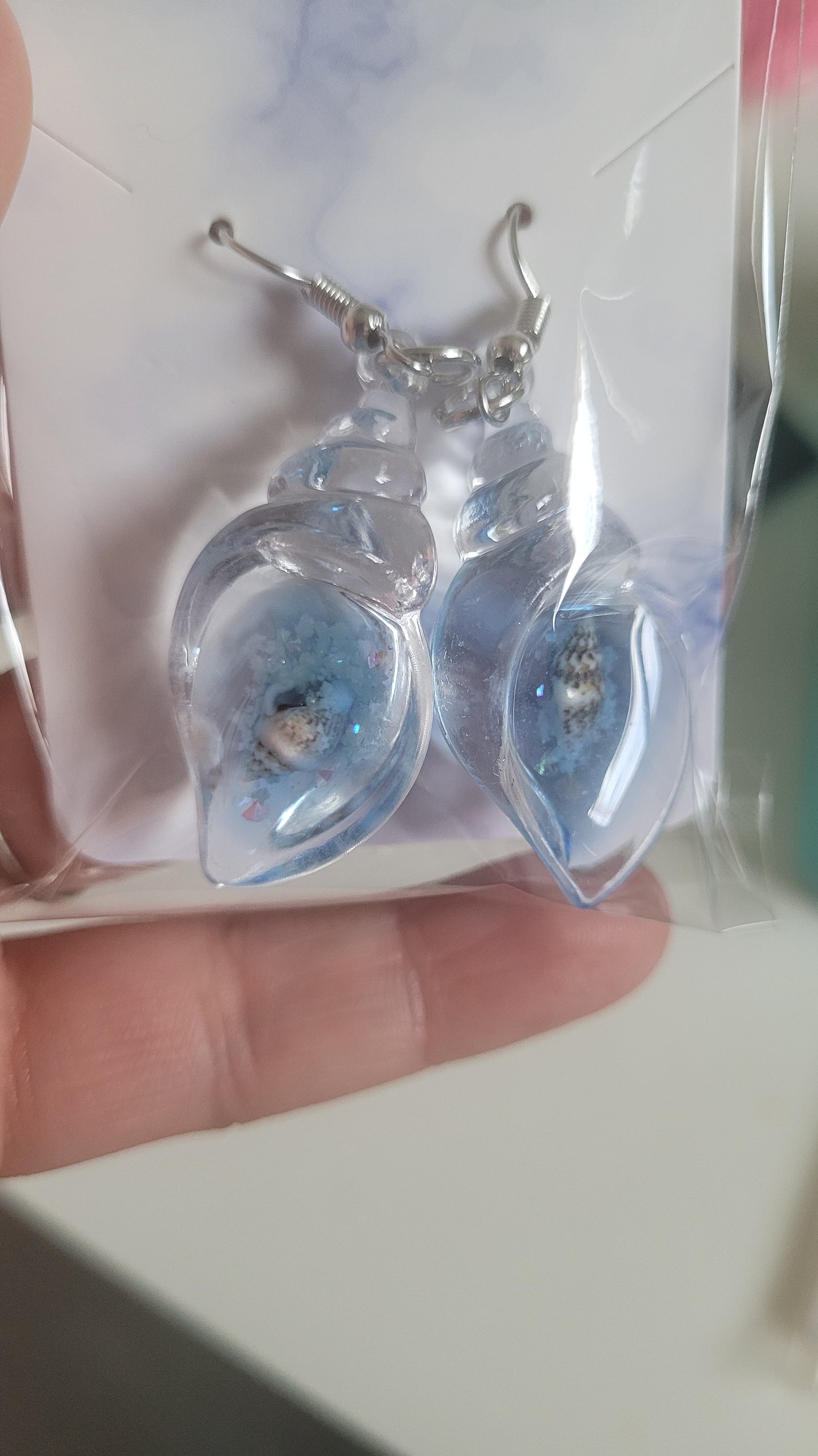 boucles coquillage bleu